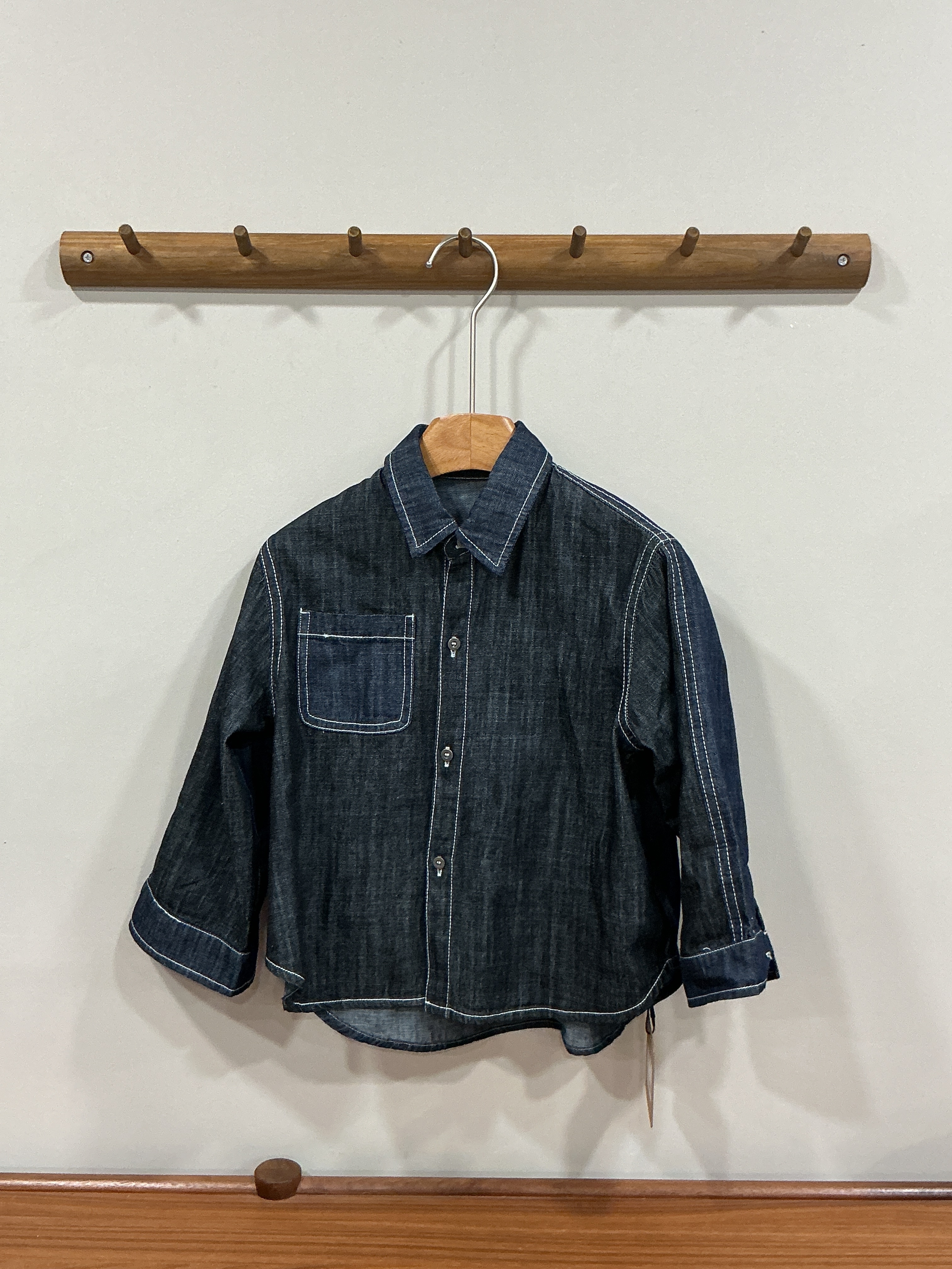 A04434雙拼色牛仔襯衫