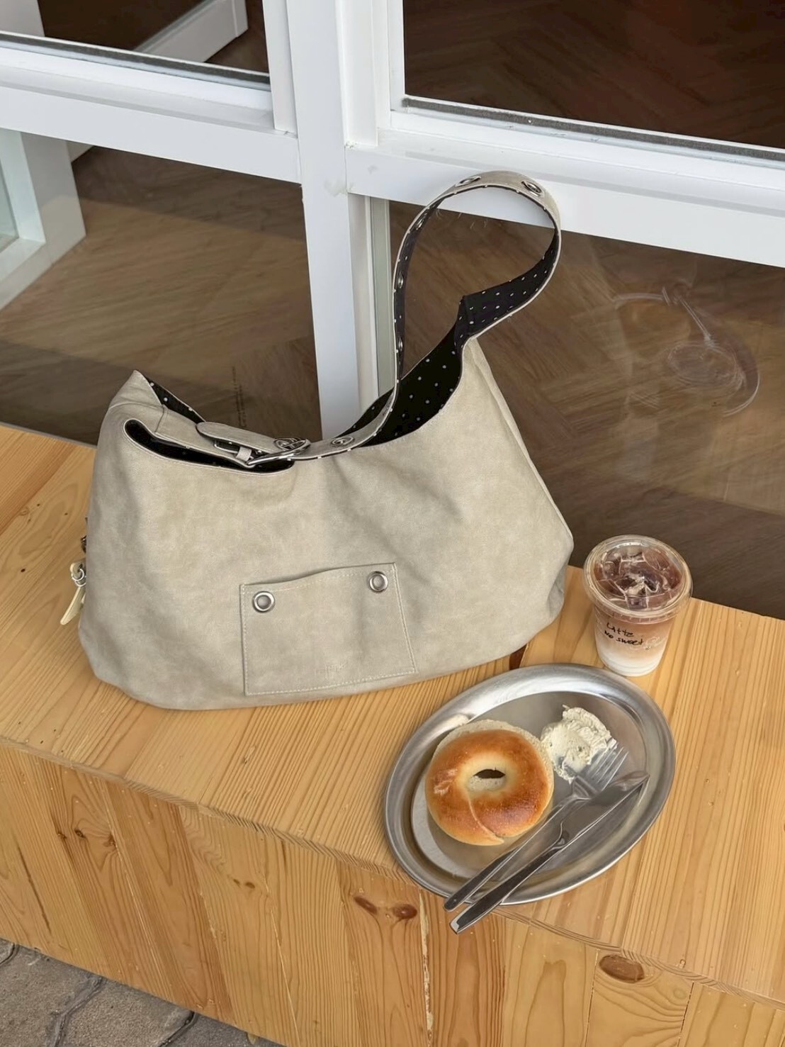 LETERIE 黑色波點雙面單肩包 四色