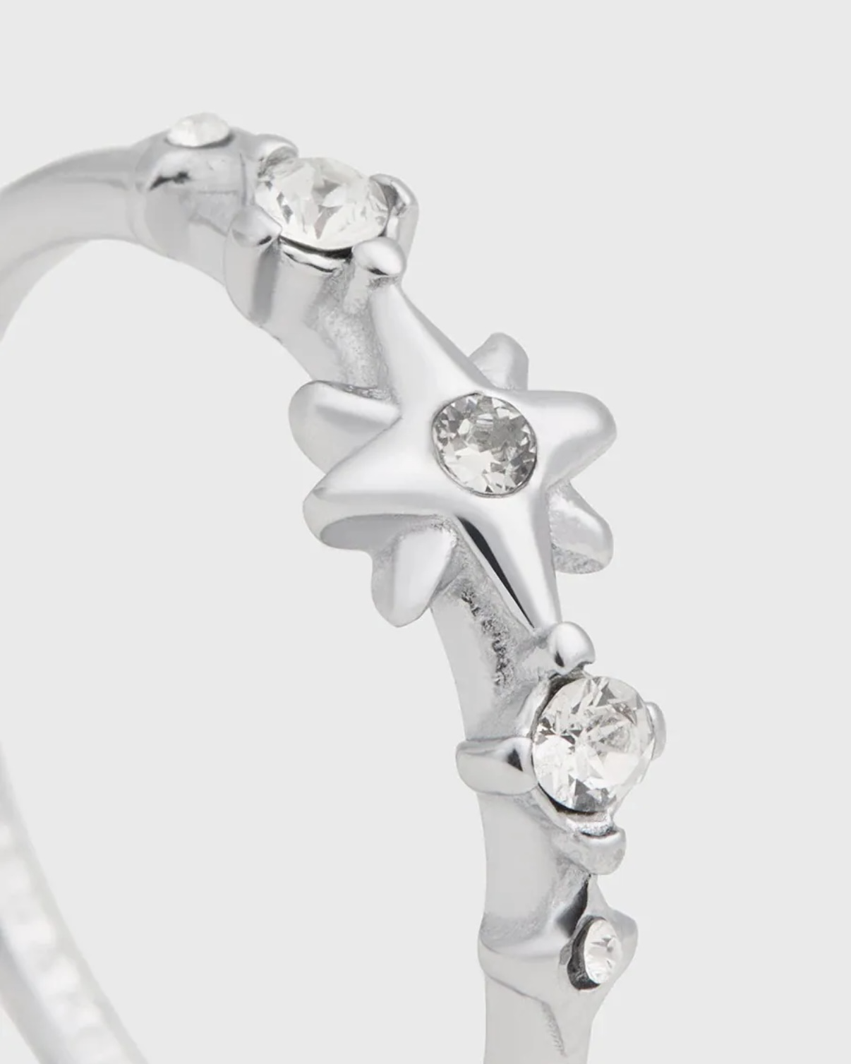 CHARLES & KEITH 小CK 北極星系列 鑲鑽戒指 閉口戒 銀色