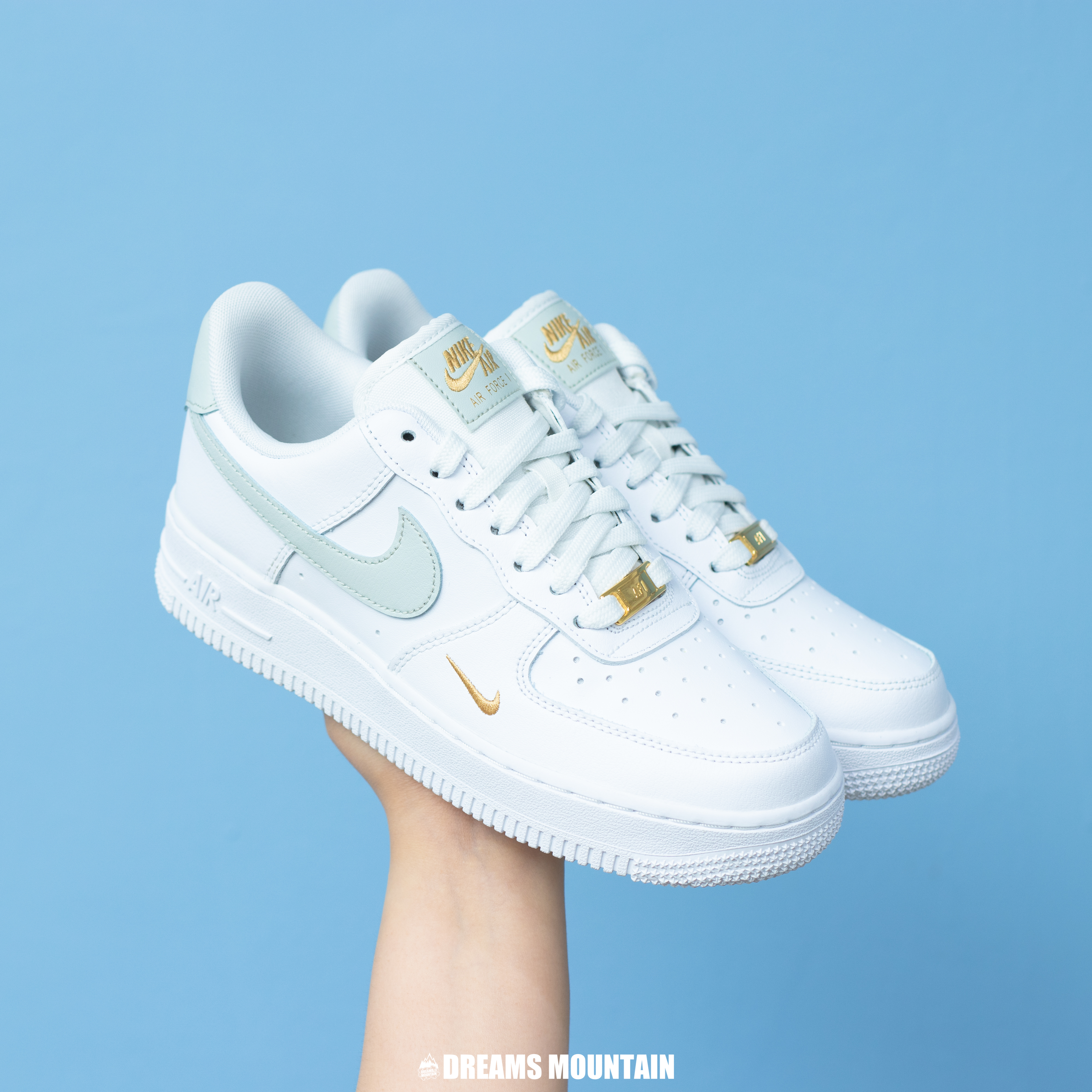 【預訂】NIKE AIR FORCE  1  LIGHT SILVER  白灰綠小金剔-WOMEN