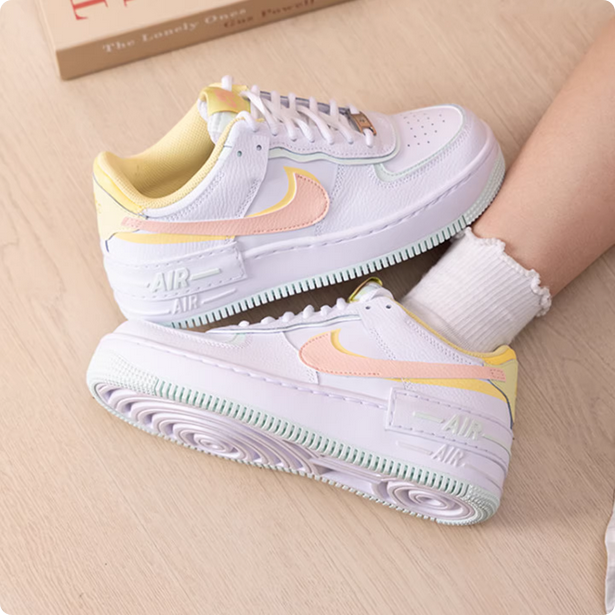 【預訂】 NIKE AIR FORCE 1 SHADOW 馬卡龍白橙粉黃-WOMEN