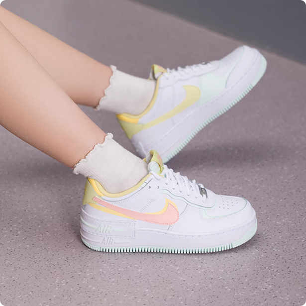 【預訂】 NIKE AIR FORCE 1 SHADOW 馬卡龍白橙粉黃-WOMEN