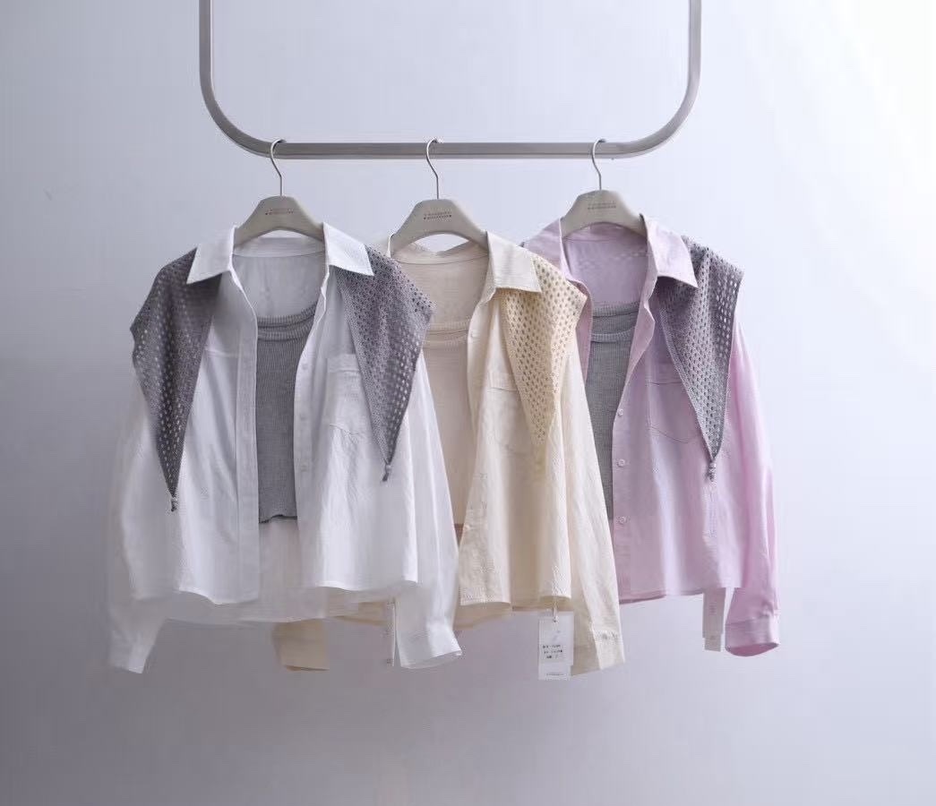 608 附洞洞披肩襯衫