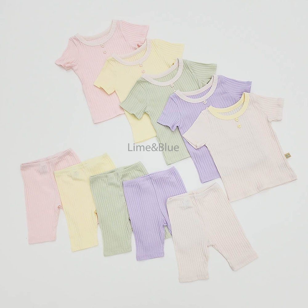 Lime&Blue Modal Button-up Set