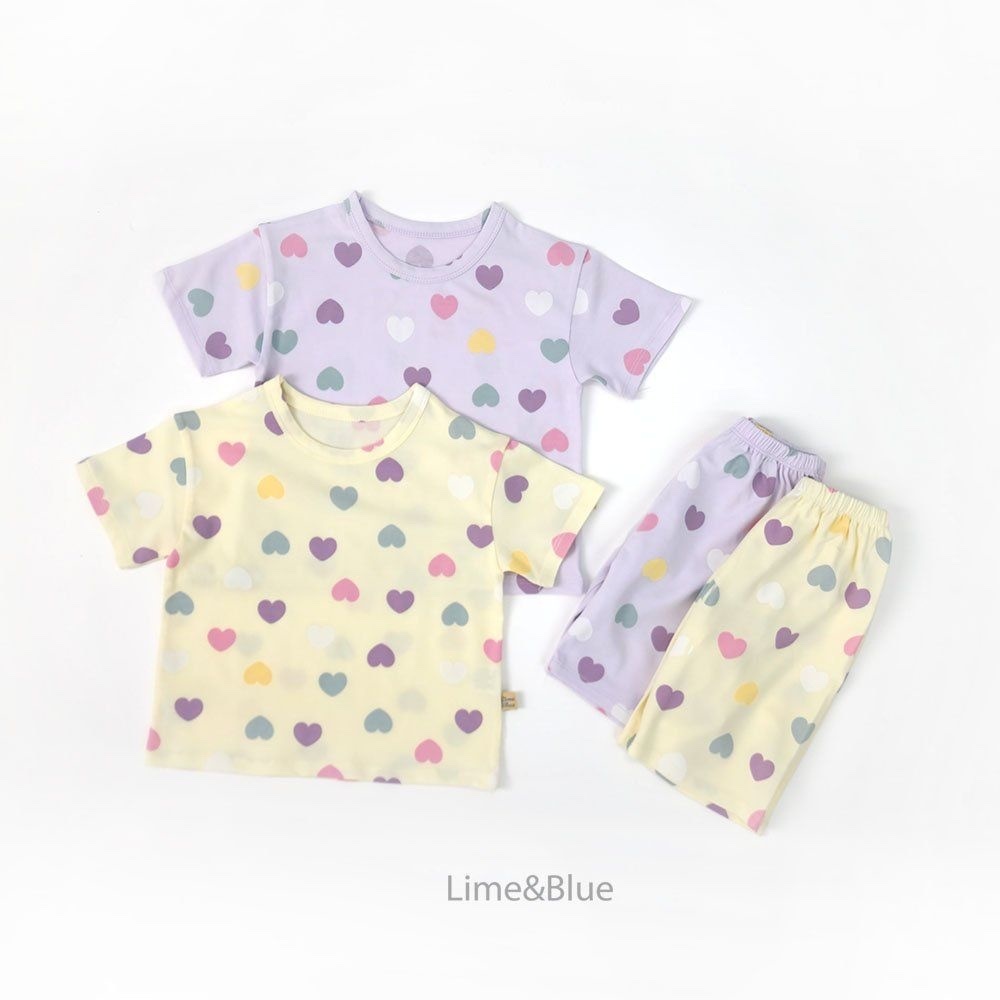 Lime&Blue Love Heart Short Sleeve Set