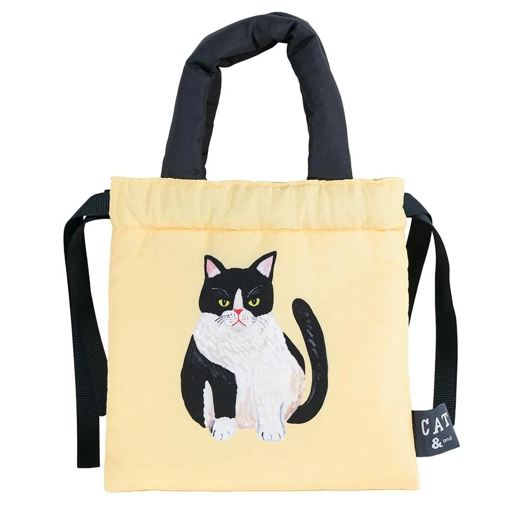 袖山嘉穗子 _ 貓 束口小提袋 澎澎的｜日本Greeting Life