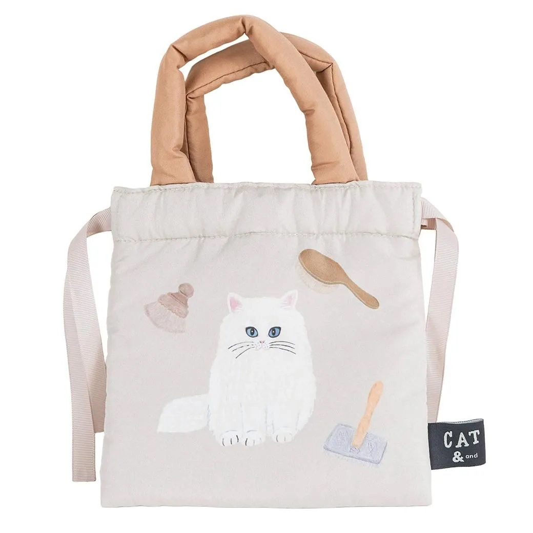 袖山嘉穗子 _ 貓 束口小提袋 澎澎的｜日本Greeting Life