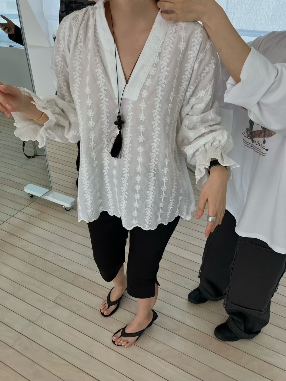 v領花串棉衫