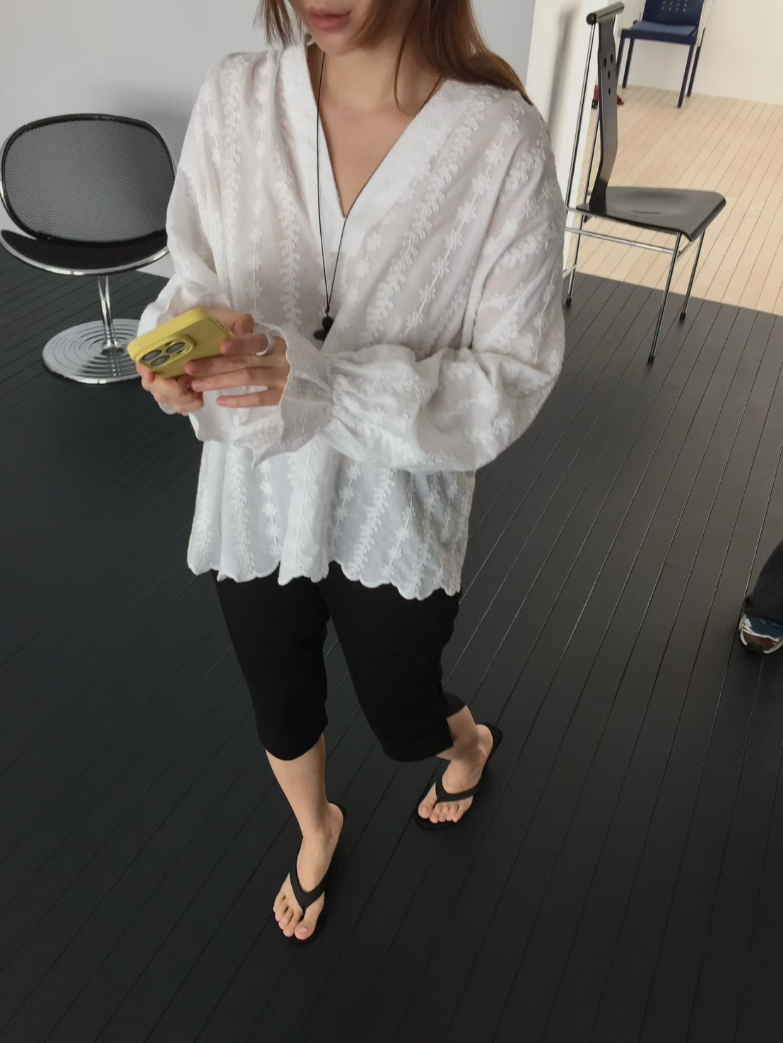 v領花串棉衫