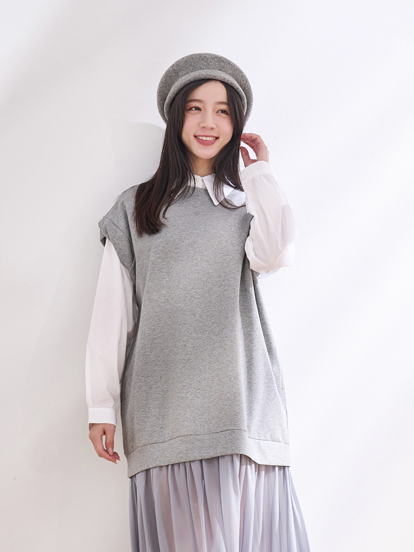 空氣棉下擺層次紗裙連袖洋裝