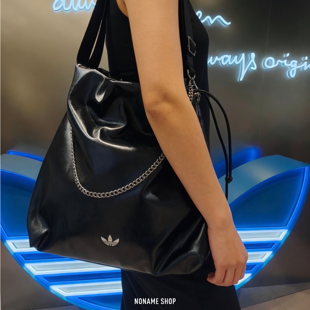 ADIDAS ORIGINALS 皮革 鏈條 小香平替款 單肩包 側背包 黑色