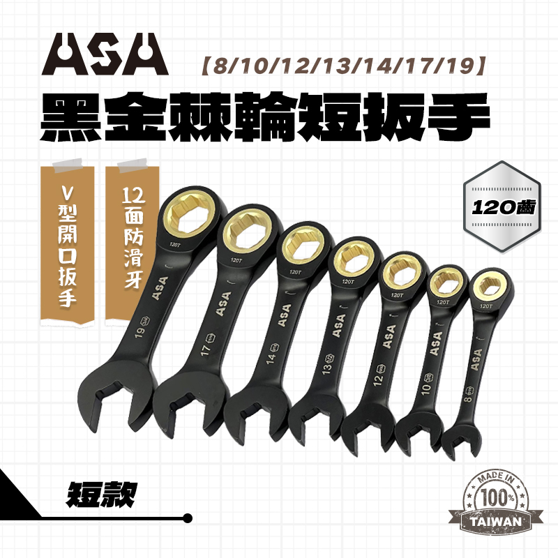 ASA｜黑金棘輪搖頭扳手