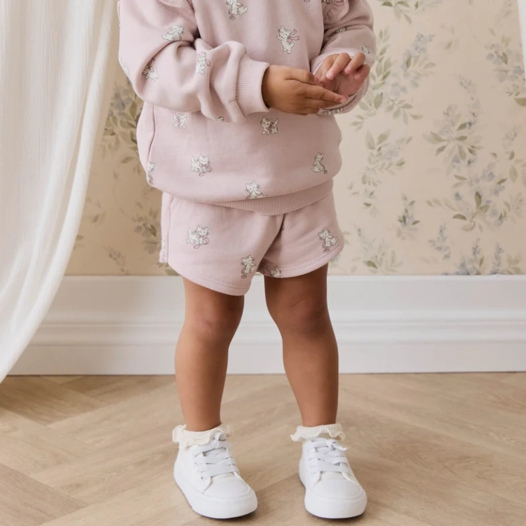 （預購）JAMIEKAY 蝴蝶結小貓短褲 Organic Cotton Etta Short - Bow Kitties Mauve