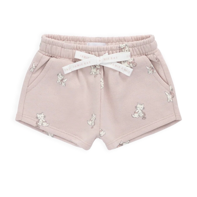 （預購）JAMIEKAY 蝴蝶結小貓短褲 Organic Cotton Etta Short - Bow Kitties Mauve