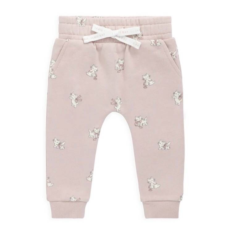 （預購）JAMIEKAY 蝴蝶結小貓長褲 Organic Cotton Morgan Track Pant - Bow Kitties Mauve