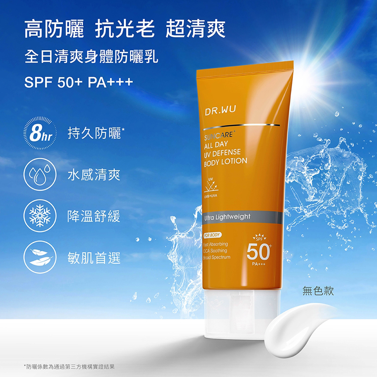 DR.WU 全日清爽身體防曬乳 80ML SPF50+ PA+++
