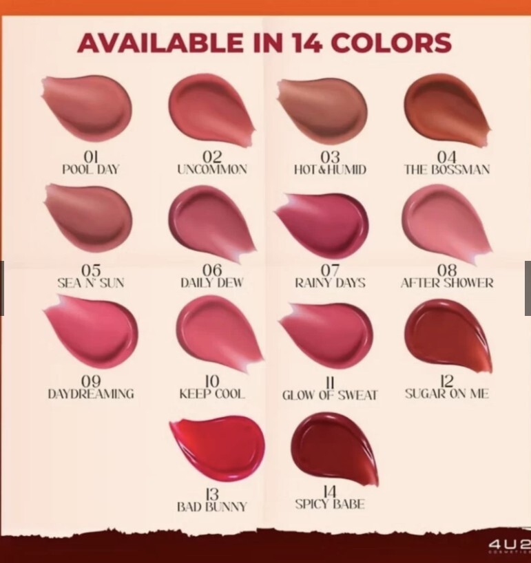 (預購商品) 泰國 4U2 水光爆炸唇釉3G 14色