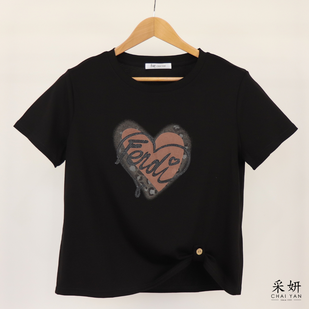 水鑽愛心印花短袖上衣