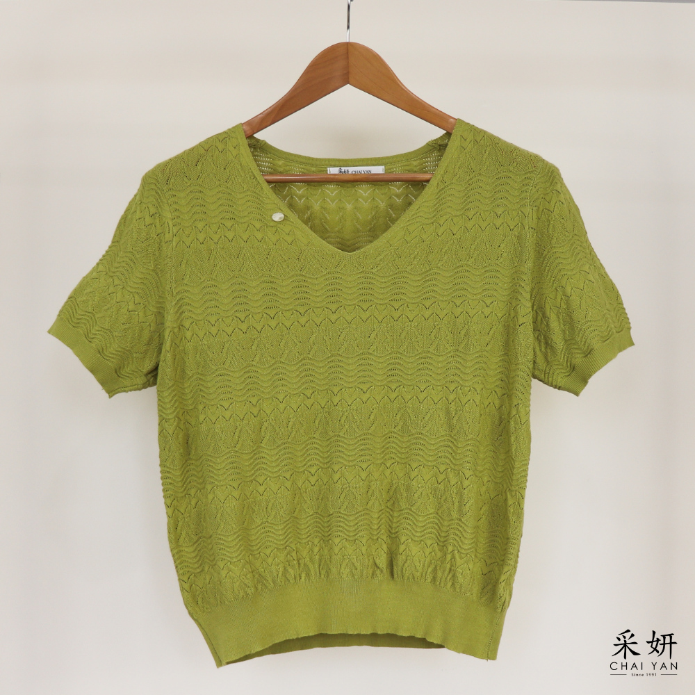 立體簍空針織短袖上衣
