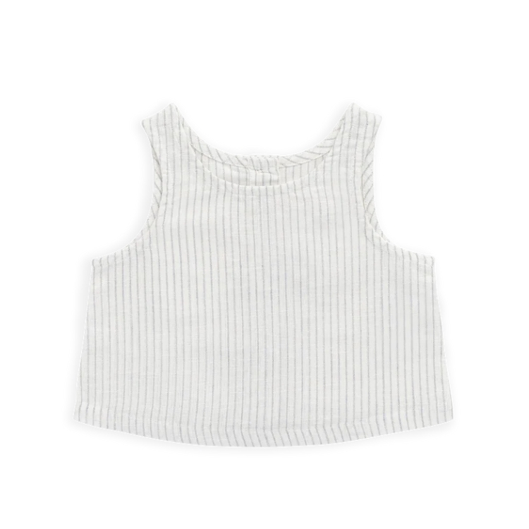 （預購）JAMIEKAY 後排釦條紋無袖上衣 Organic Cotton Winslow Top - Mini Pinstripe Parchment / Dawn