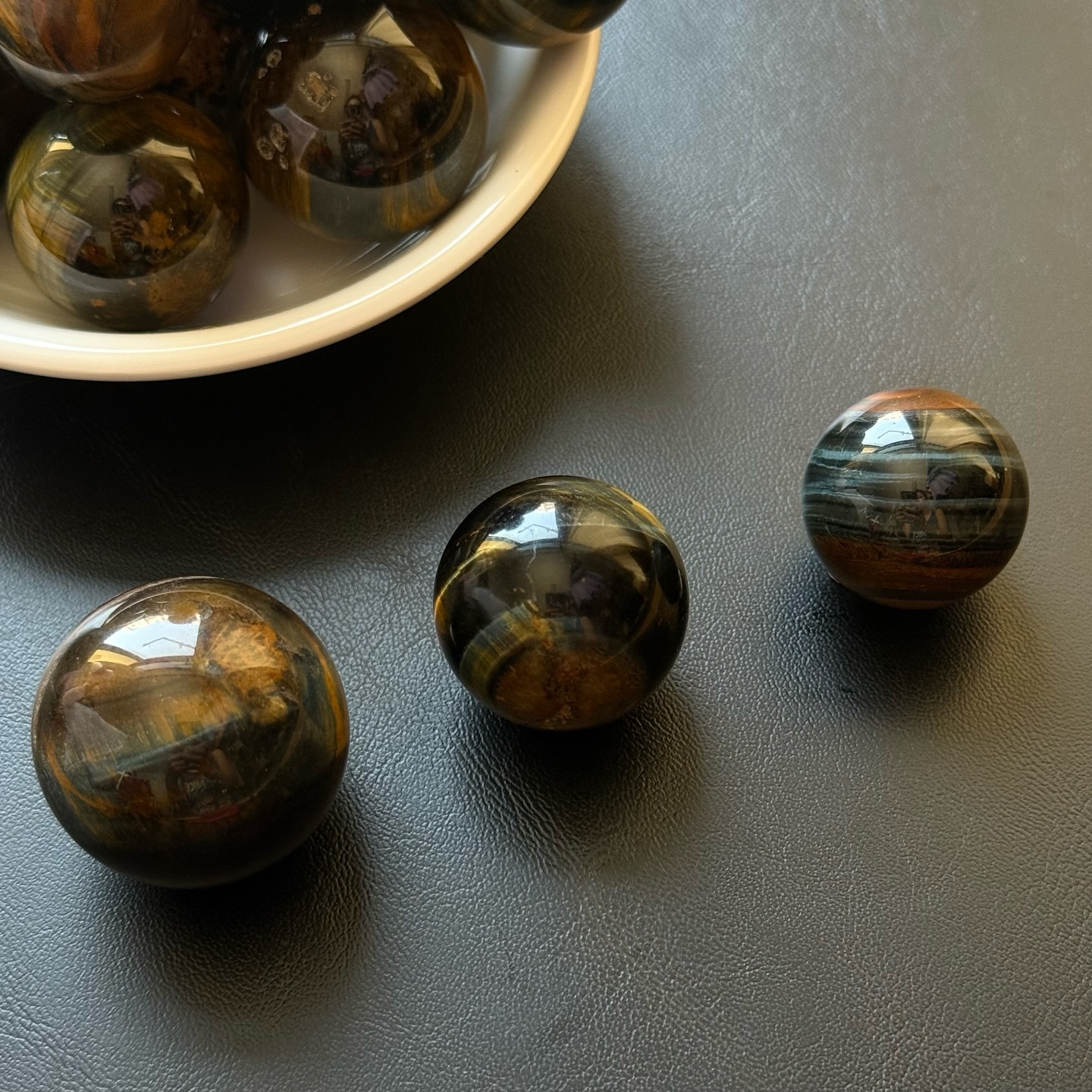 [原石]  藍黃虎眼石 水晶球