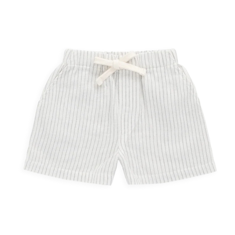 （預購）JAMIEKAY 條紋綁帶短褲 Organic Cotton Louis Short - Mini Pinstripe Parchment/Dawn