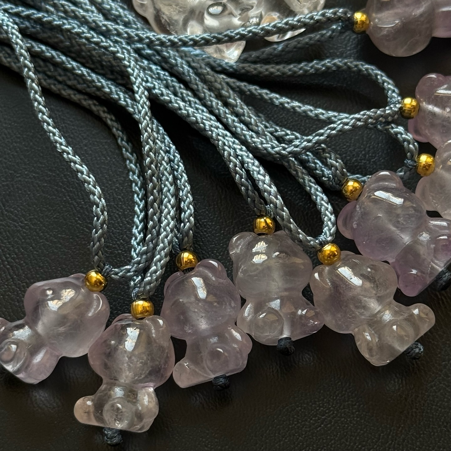 [原石] 紫水晶、白水晶 小熊項鍊