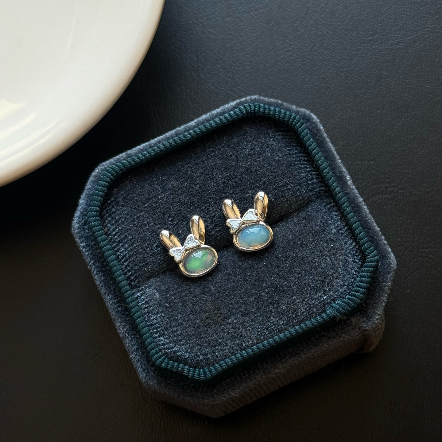 [原石] 衣索比亞蛋白石 兔子 925銀耳環