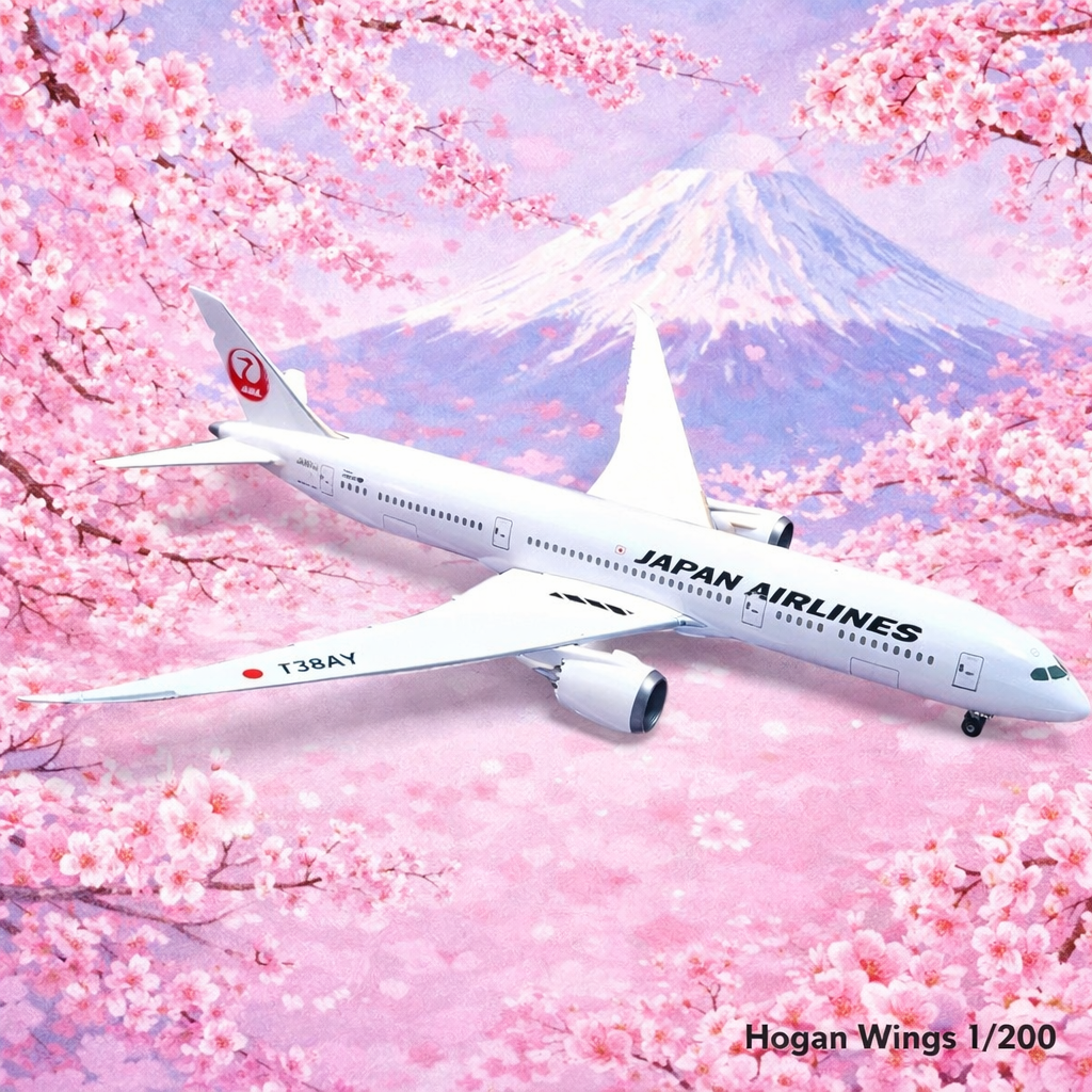 Hogan wings 1/200 日本航空 波音787-9 JA861J 標準塗裝 木頭底座