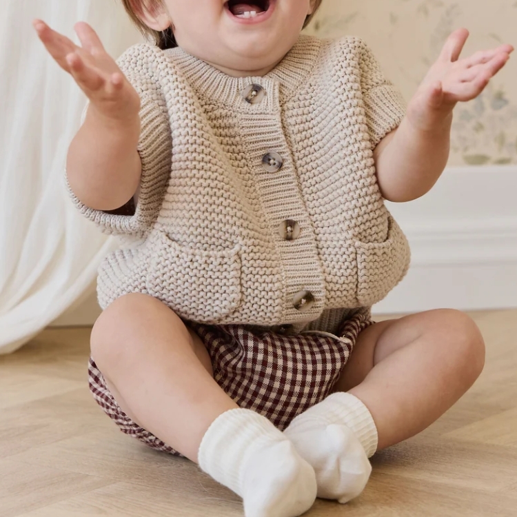 （預購）JAMIEKAY 經典小格紋蝴蝶結燈籠褲 Organic Cotton Gabriel Bloomer - Cinnamon Gingham