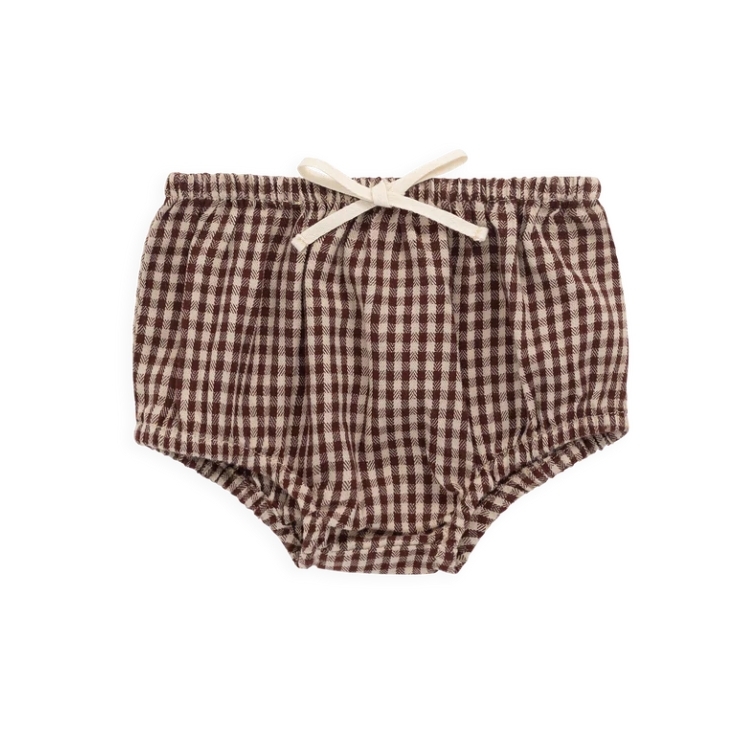 （預購）JAMIEKAY 經典小格紋蝴蝶結燈籠褲 Organic Cotton Gabriel Bloomer - Cinnamon Gingham