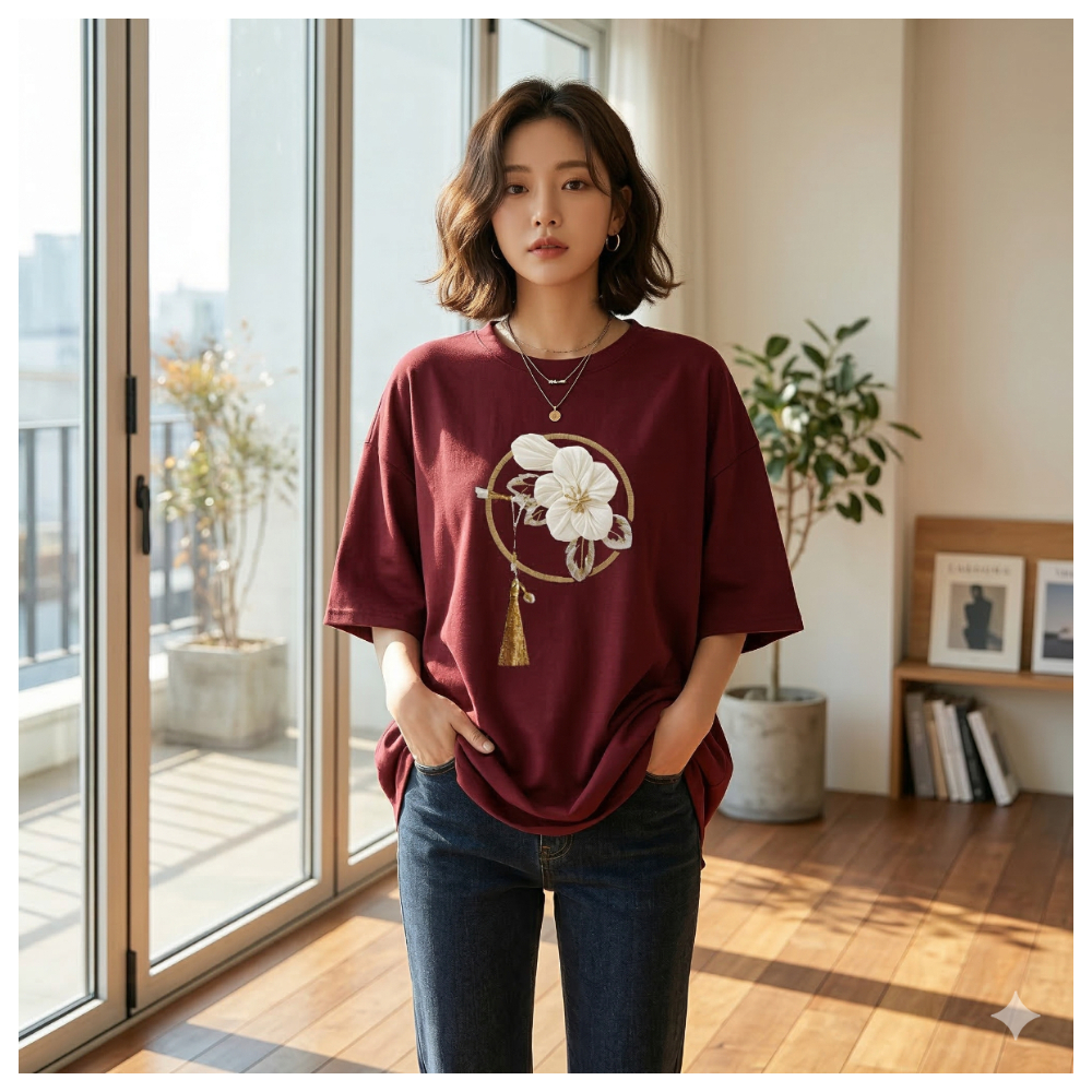 【ASister 小姊姊】AS0394#純棉上衣☆*新中式花髮簪*中長版短袖T恤(10色 S-3XL)