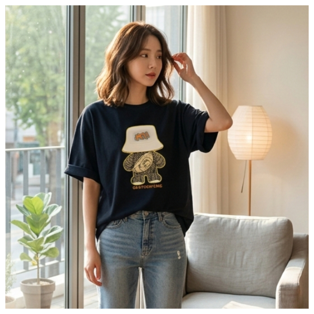 【ASister 小姊姊】AS0309#純棉上衣☆*背包熊*中長版短袖T恤(10色 S-3XL)