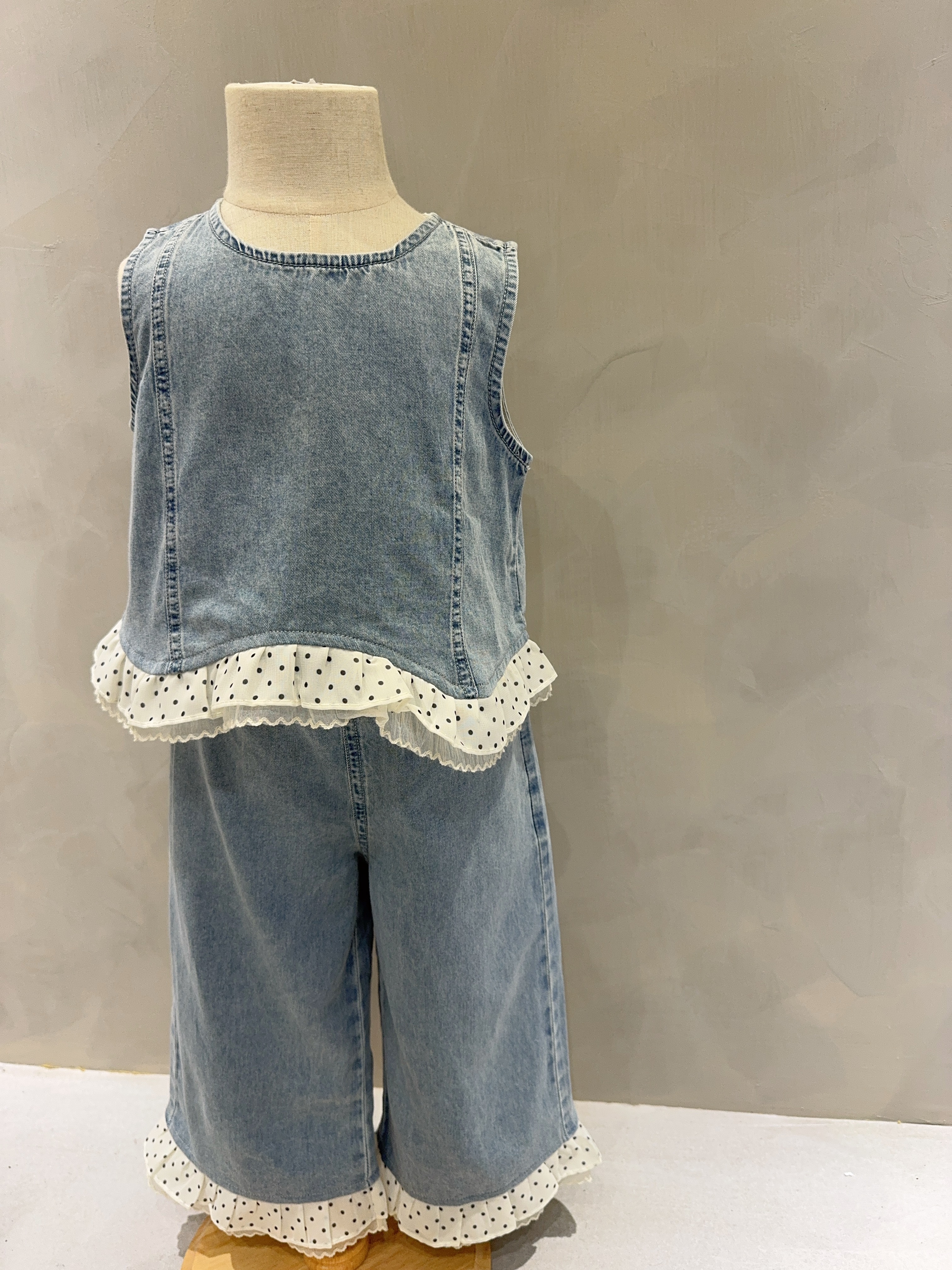 2668牛仔蕾絲套裝C224