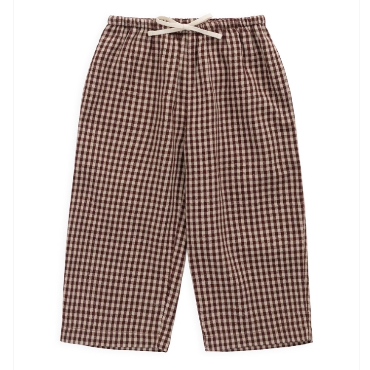 （預購）JAMIEKAY 經典小格紋直筒綁帶褲 Organic Cotton Kenji Pant - Cinnamon Gingham