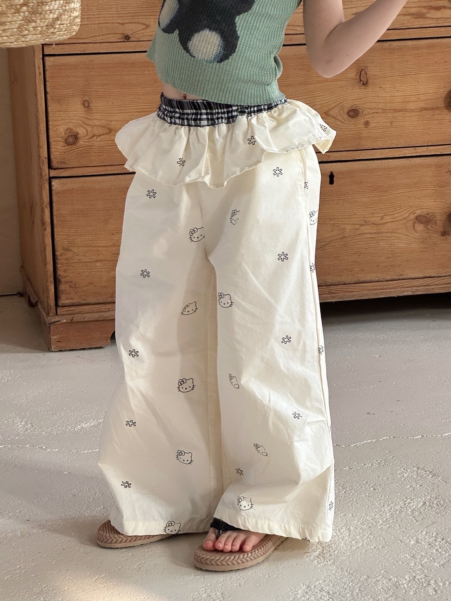 花邊貓咪直筒褲