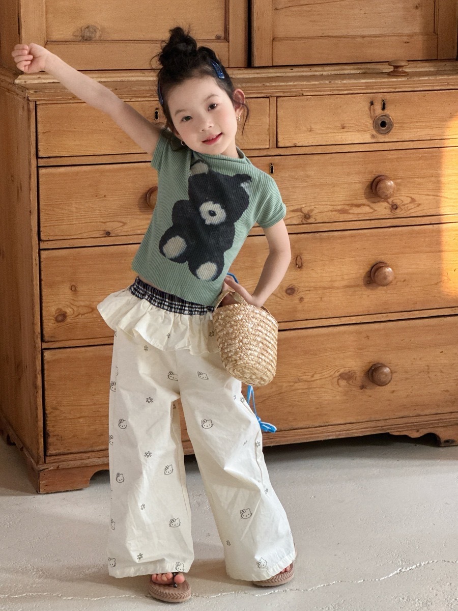 花邊貓咪直筒褲