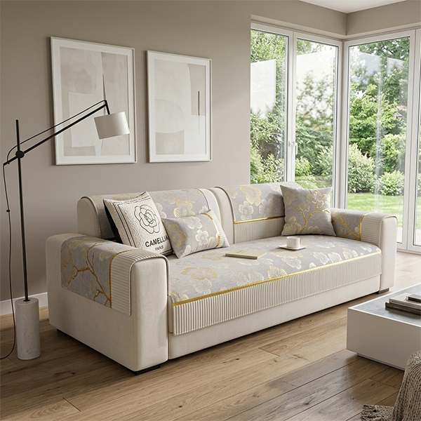 金邊輕奢織花雪尼爾四季沙發墊