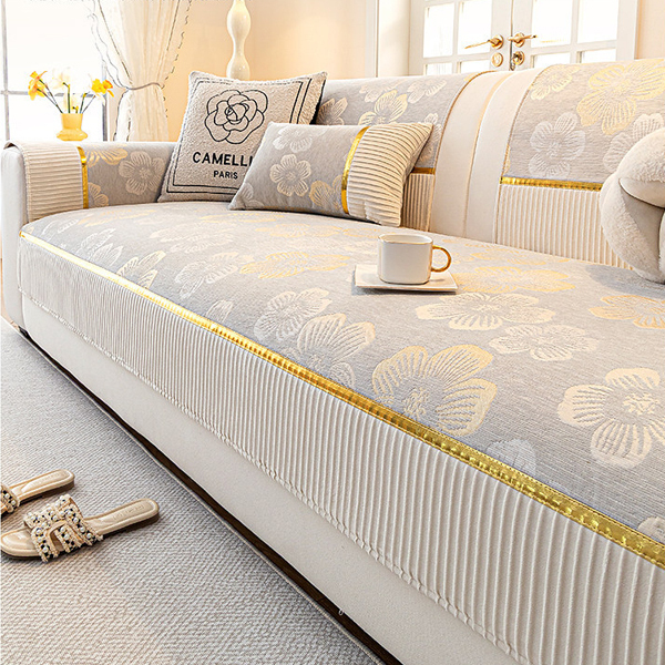 金邊輕奢織花雪尼爾四季沙發墊