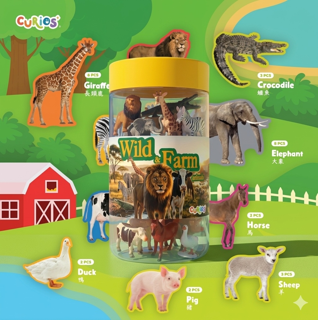 Curios®️野生農場動物模型 (一筒10隻)