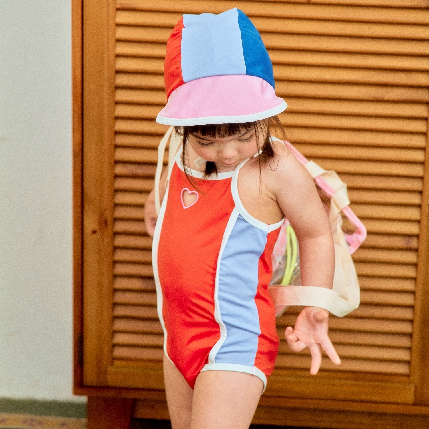 可愛跳色連身泳衣