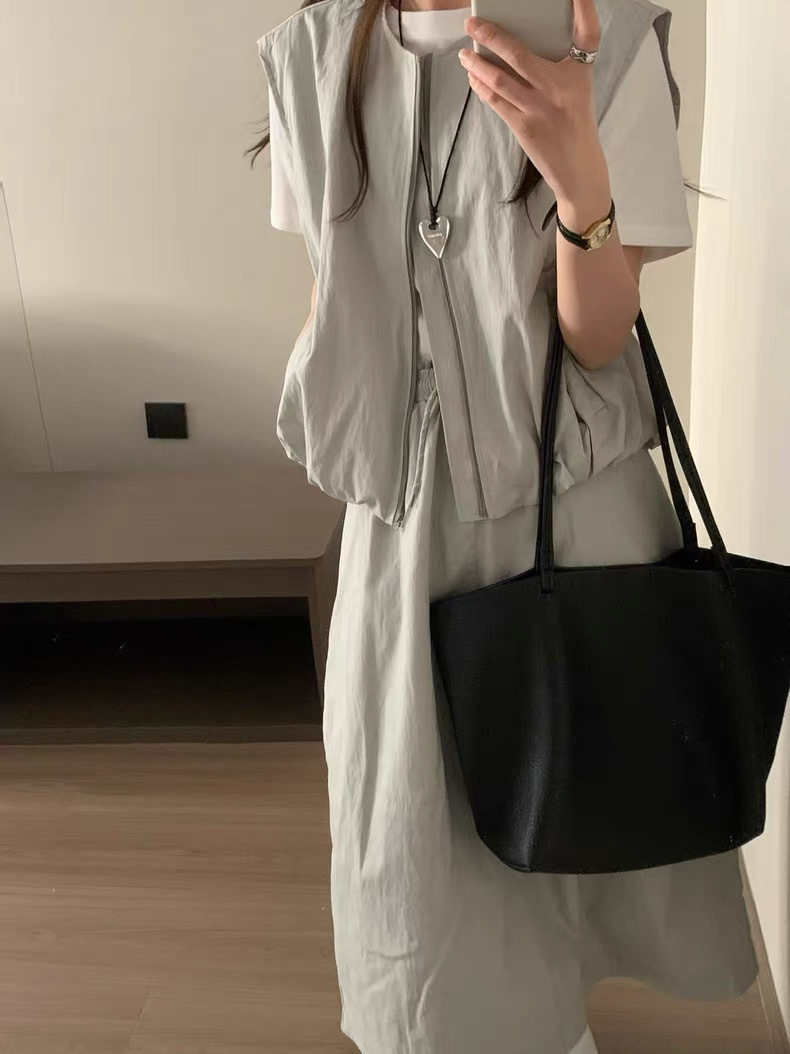 012 圓領背心+鬆緊腰長裙套裝