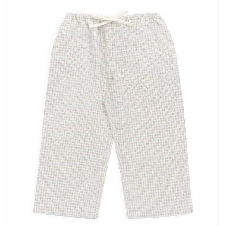 （預購）JAMIEKAY 經典小格紋直筒綁帶褲 Organic Cotton Kenji Pant - Double Windowpane Check Pecan