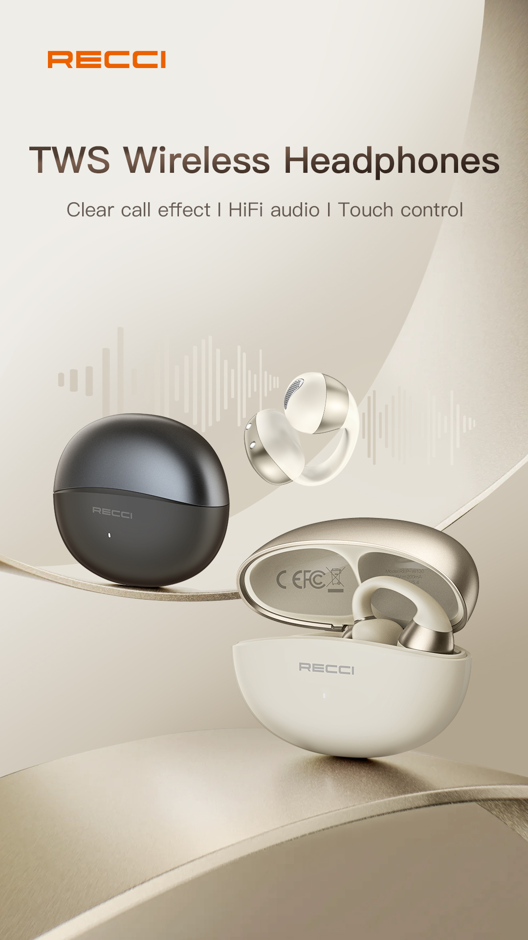 Recci TWS Wireless Headphones REP-W130