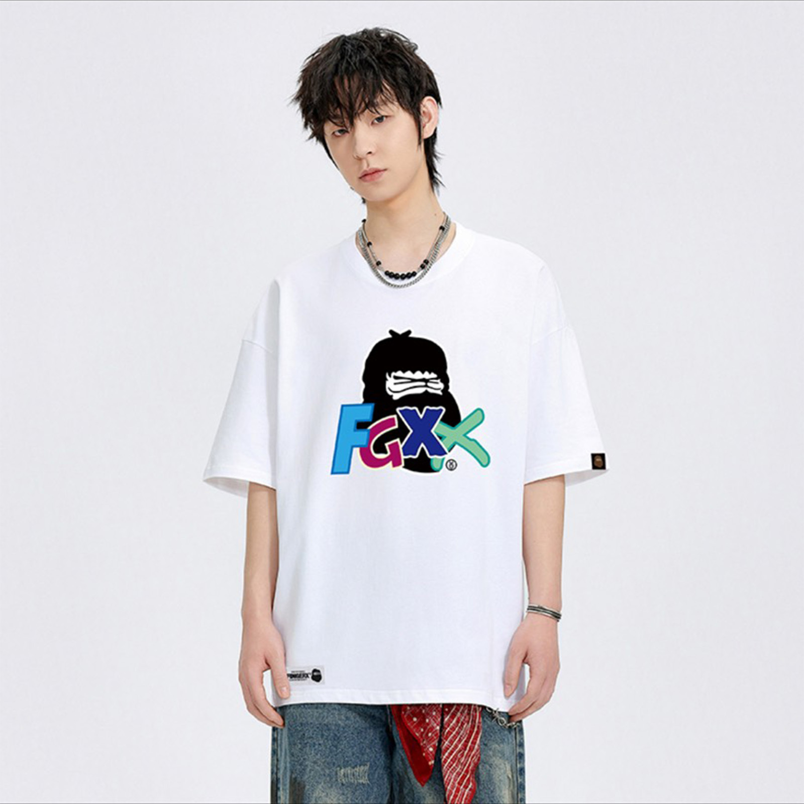 Fingercroxx FGXX  BAPE A BATHING APE 猿人頭 彩色 字母 塗鴉 美式 大LOGO 短袖 T恤 TEE