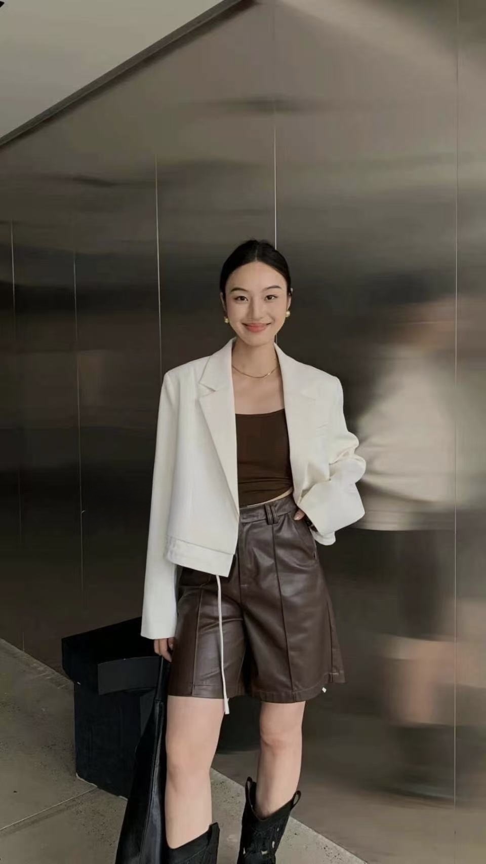 375 短版衣襬層次抽繩西外