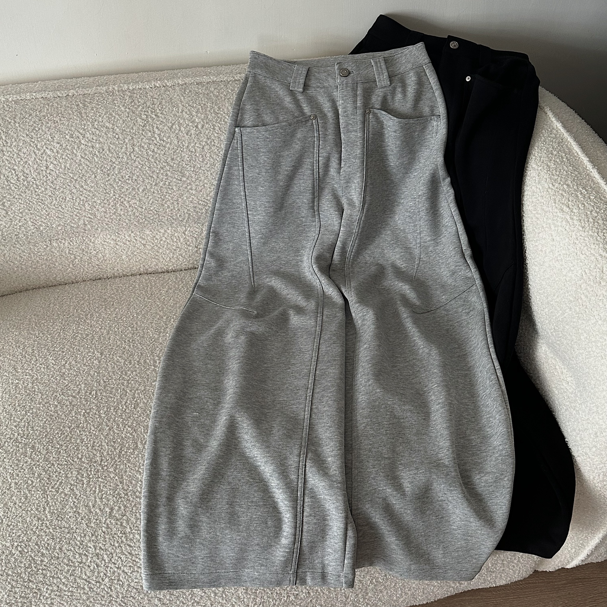 私留款，繭型口袋釘釦棉褲 (版顯腿直!)