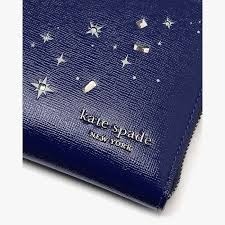 RQ26 KS 專門店 深藍色配銀色星星圖案拉鍊長銀包  Devin Zip Around Continental Wallet