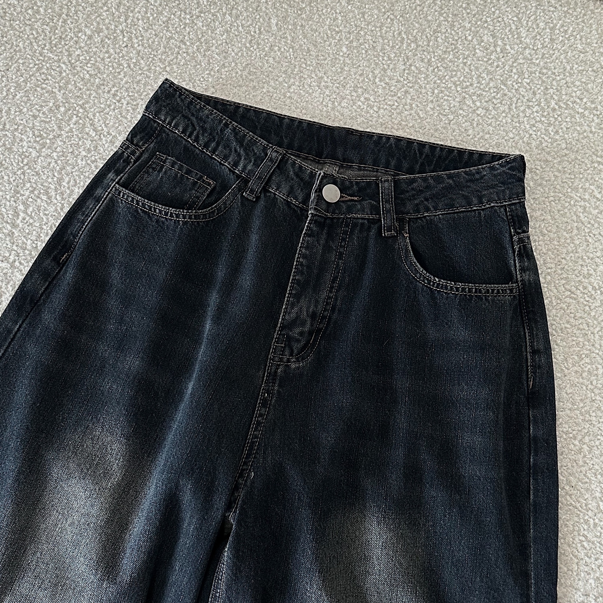 梨身首推，極顯腿直！水洗丹寧直筒寬褲