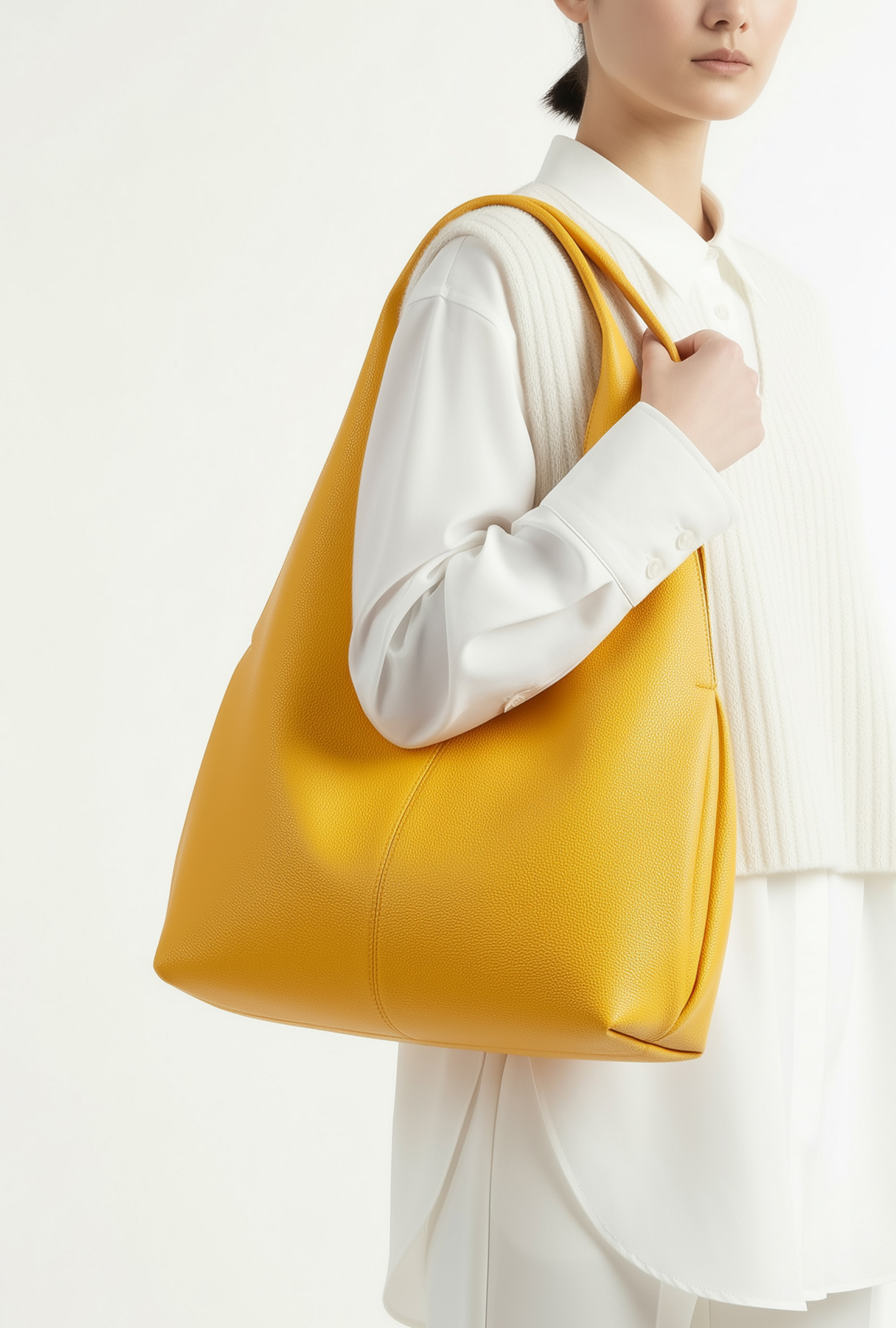 Fairy 素面簡約肩背包 黃色